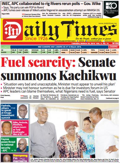 Daily Times Newspaper, Tuesday, March 29, 2016