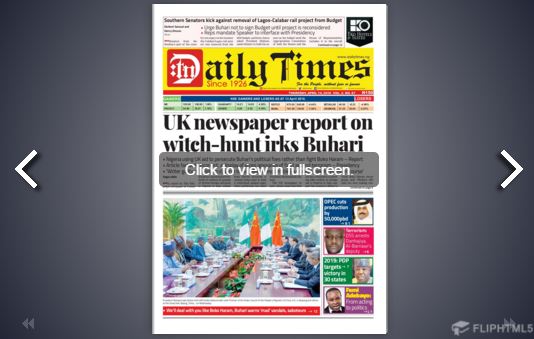 Daily Times Newspaper, Thursday, April 14th, 2016