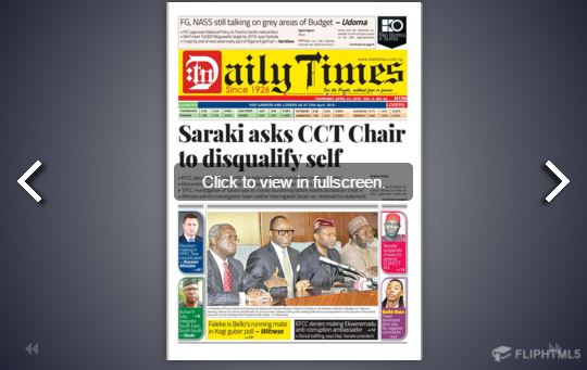 Daily Times Newspaper, Thursday, April 21, 2016