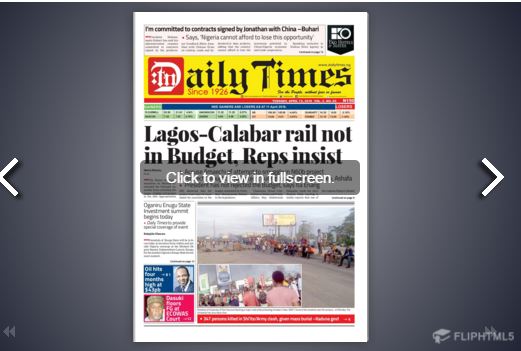 Daily Times Newspaper, Tuesday, April 11th, 2016