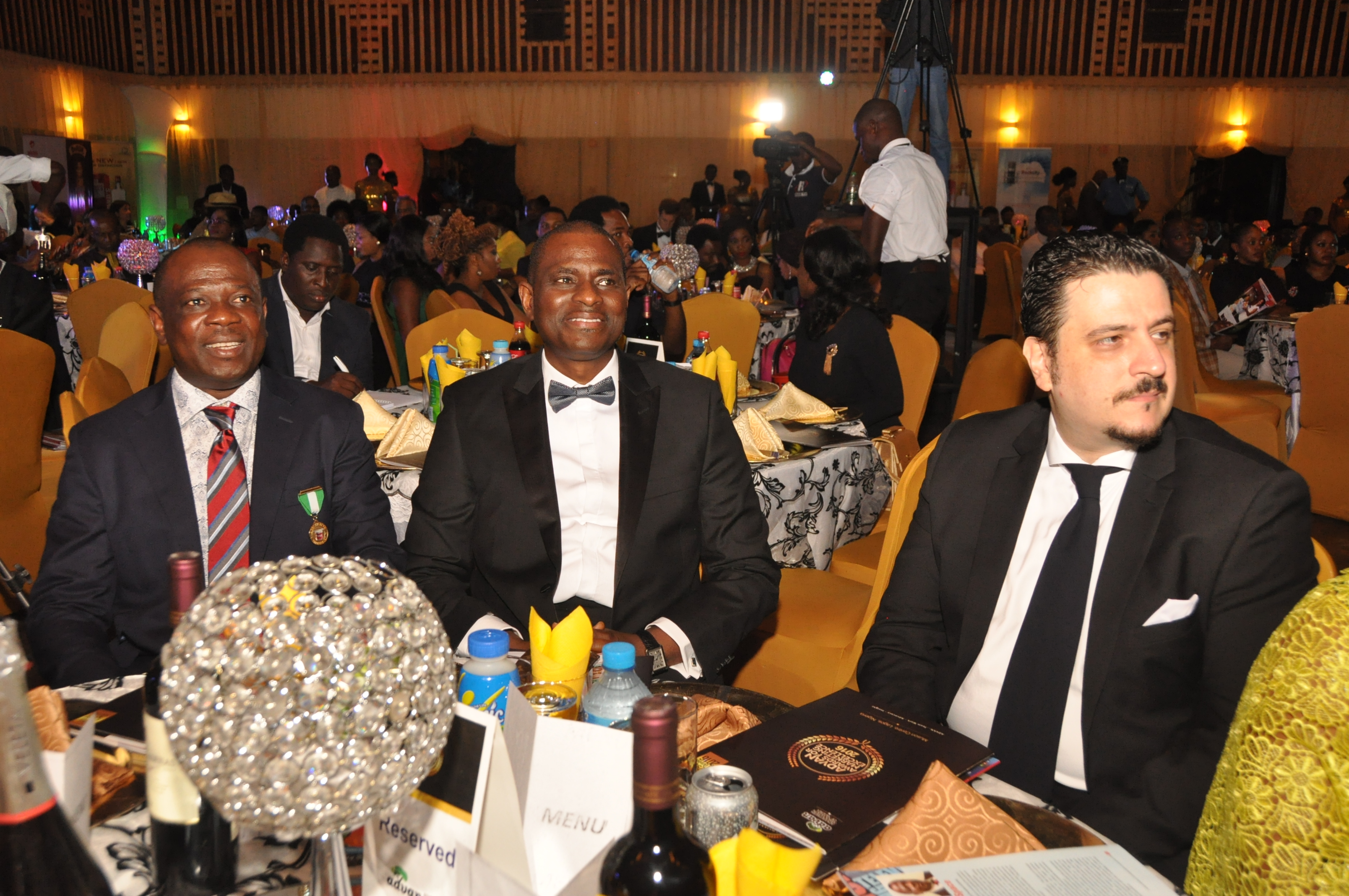 .L-R:  President, Advertisers Association of Nigeria (ADVAN), David Okeme; MD and CEO, Airtel Nigeria, Segun Ogunsanya and Chairman, ADVAN Awards 2016 and Marketing Director, Nigerian Breweries, Franco Maria Maggi at the ADVAN Awards for Marketing Excellence at the Muson Centre Lagos, recently.  