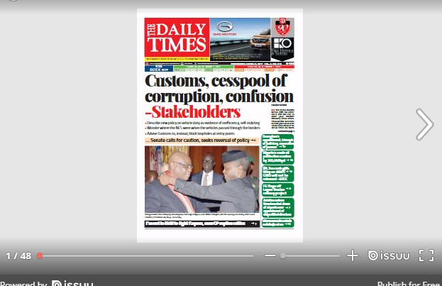 Daily Times Nigeria Newspaper Today, March 8, 2017