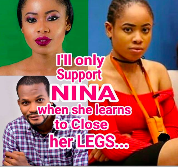 #BBNaija: Nollywood Actor slut-shames Nina, says she is too loose