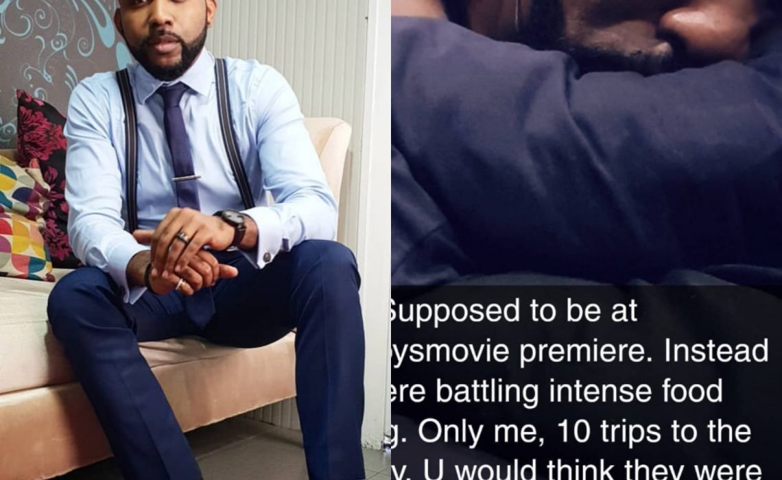 Photo: Banky W suffers severe food poisioning