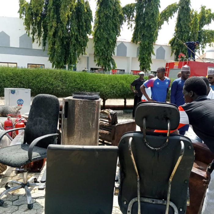 Valuables from the building on fire at Government House, Minna.