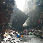 Picture of six-storey building on fire at Martins Street, opposite Oluwole Urban Mall, Lagos IslandOutbreakBy Aisha ColeLagos, Nov. 5, 2019