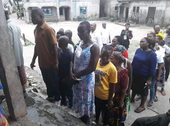 Bayelsa residents INEC Voting ongoing at Onyoma square Nembe (Bassambiri) Ward 04, Unit 003, Nembe LGA..