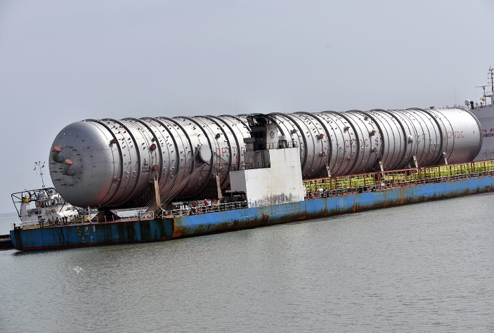 The berthing of vessel carrying the largest equipment for the Dangote Refinery in Lekki Arrived Dangote Jetty on Sunday Dec. 1, 2019