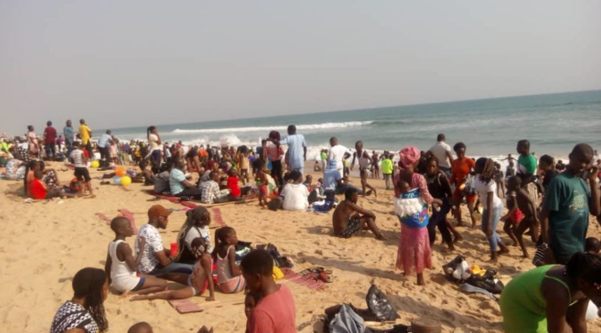 Fun seekers at Suntan Beach in Badagry