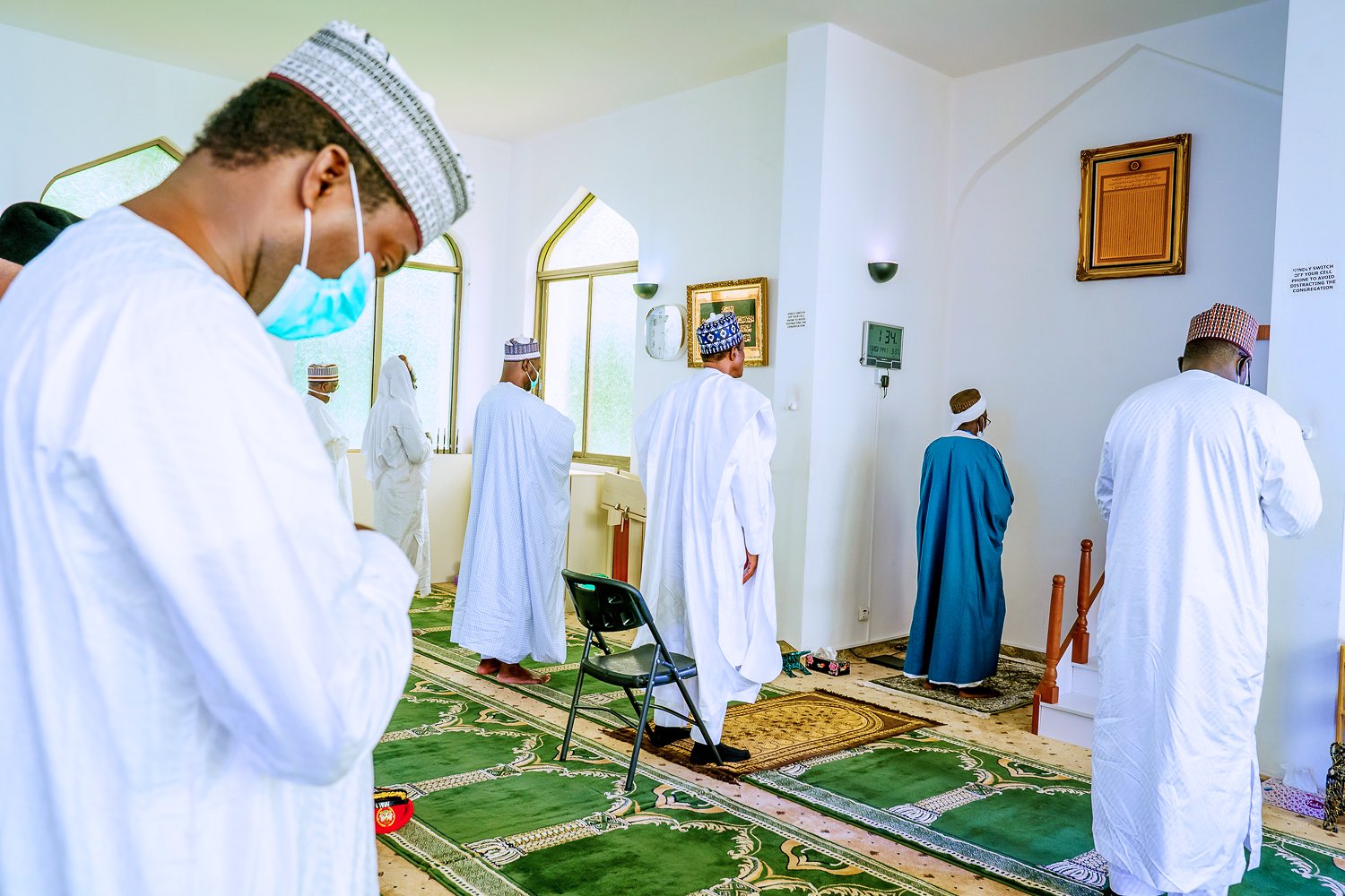 Juma’at prayers at the State House Mosque, Abuja this afternoon, President Muhammadu Buhari and other worshippers were in attendance.