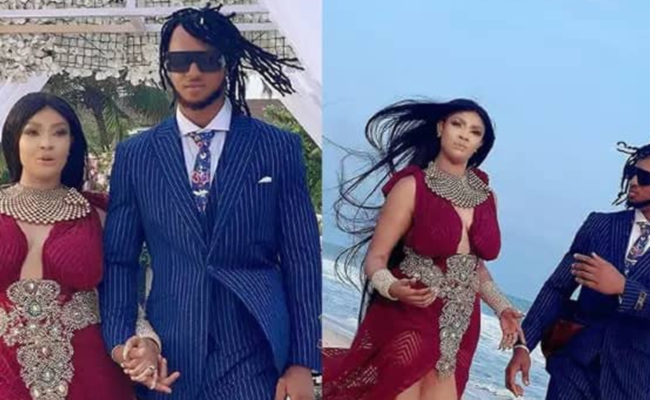 PHOTOS: Actress Angela Okorie weds her fiancé on the beach