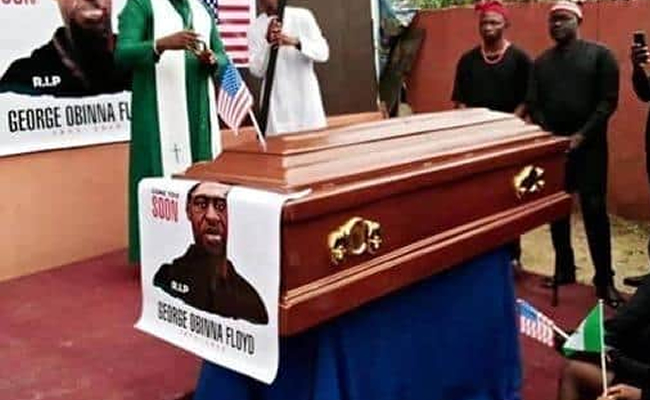 George Floyd, allegedly linked to Mbaise, reburied (photos)