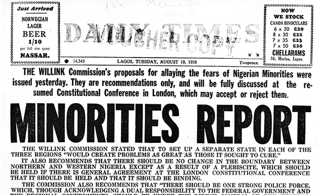 Daily Times Archive: Details of the 1958 Wilink commission minority report