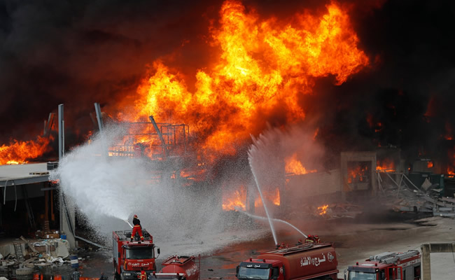 Fire razes Beirut Port after weeks of horrific explosion