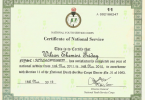 Certificate of National Service